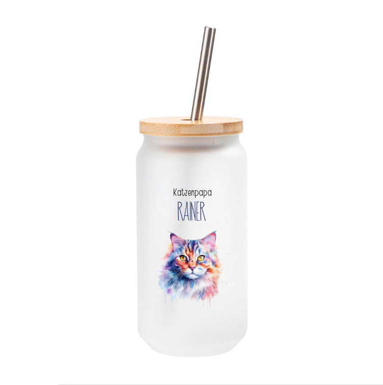 Trinkbecher Katzenpapa mit Name und Katzenbild